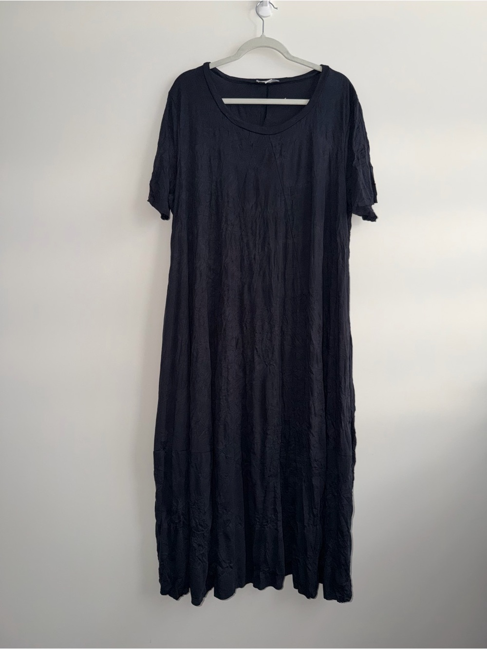 Luukaa Crinkled cotton lagen look navy dress 14 oversized art‎ modern boho chic - Picture 10 of 13